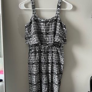 JUSTICE Black & White Print Long Romper with Pockets